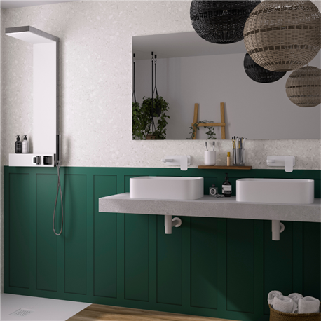 Panneau de douche Kinewall Design 100x202 cm Mixte vert + terrazzo gris Panneau de douche Kinewall Design 100x202 cm Mixte vert + terrazzo gris