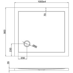 Receveur de douche Z11 rectangle bonde sur le côté Z1168 100x90 cm