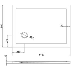 Receveur de douche Z11 rectangle bonde sur le côté Z1171 110x80 cm