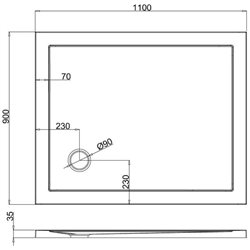 Receveur de douche Z11 rectangle bonde sur le côté Z1172 110x90 cm