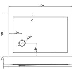 Receveur de douche Z11 rectangle bonde sur le côté Z1170A 110x76 cm Anti-dérapant