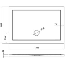 Receveur de douche Z11 rectangle bonde au milieu Z1175 120x80 cm