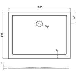 Receveur de douche Z11 rectangle bonde au milieu Z1176 120x90 cm