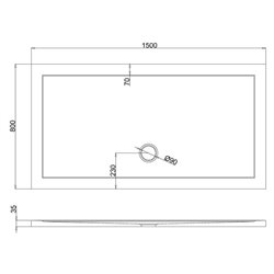 Receveur de douche Z11 rectangle bonde au milieu Z1181A 150x80 cm Anti-dérapant