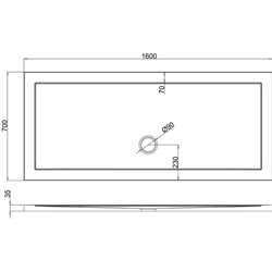 Receveur de douche Z11 rectangle bonde au milieu Z1182A 160x70 cm Anti-dérapant