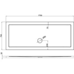 Receveur de douche Z11 rectangle bonde au milieu Z1183 170x70 cm