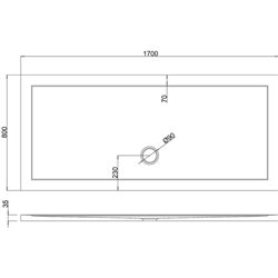 Receveur de douche Z11 rectangle bonde au milieu Z1185A 170x80 cm Anti-dérapant