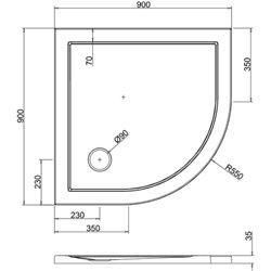 Receveur de douche Z11 1/4 de rond Z1193 90x90 cm
