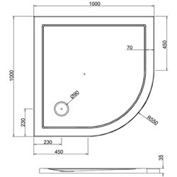 Receveur de douche Z11 1/4 de rond Z1194 100x100 cm