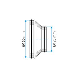 Réduction conique concentrique 160/125 mm avec joints