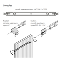Consoles de fixation blanches pour radiateur vertical type 10 de largeur 750 mm