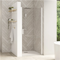 Porte pivotante (intérieur/extérieur) Smart design P sans seuil profilé blanc et verre transparent 1120-1150 mm