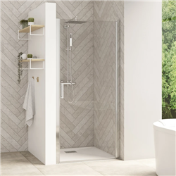 Porte pivotante (intérieur/extérieur) Smart design P sans seuil profilé chromé et verre transparent 1120-1150 mm