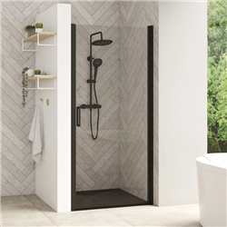 Porte pivotante (intérieur/extérieur) Smart design P sans seuil profilé gris noir grainé et verre transparent 1220-1250 mm