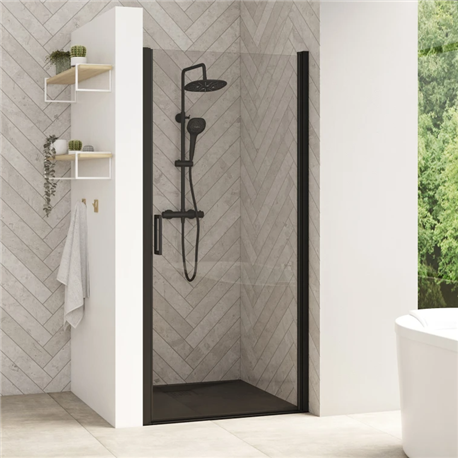 Porte pivotante (intérieur/extérieur) Smart design P sans seuil profilé gris noir grainé et verre transparent 1120-1150 mm Porte pivotante (intérieur/extérieur) Smart design P sans seuil profilé gris noir grainé et verre transparent 1120-1150 mm