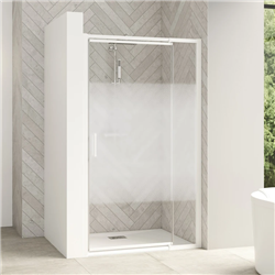 Porte pivotante Smart design P extensible avec seuil profilé blanc et verre cosmos 970-1100 mm