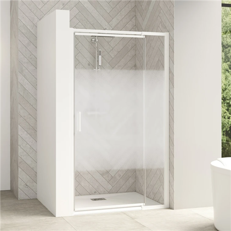 Porte pivotante Smart design P extensible avec seuil profilé blanc et verre cosmos 1170-1300 mm Porte pivotante Smart design P extensible avec seuil profilé blanc et verre cosmos 1170-1300 mm