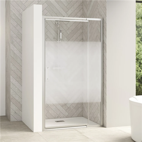 Porte pivotante Smart design P extensible avec seuil profilé chromé et verre cosmos 670-800 mm Porte pivotante Smart design P extensible avec seuil profilé chromé et verre cosmos 670-800 mm