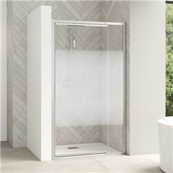 Porte pivotante Smart design P extensible avec seuil profilé chromé et verre cosmos 1170-1300 mm