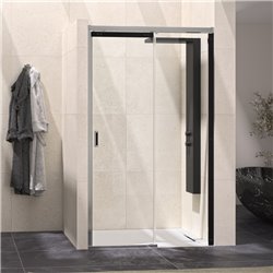 Paroi de douche avec 1 volet coulissant Flat C partie fixe à droite passage à gauche 1175-1205 mm