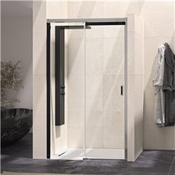 Paroi de douche avec 1 volet coulissant Flat C partie fixe à gauche passage à droite 1375-1405 mm