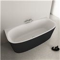 Baignoire semi ilot Dea 180x80 cm, Noir mat 220 Litres