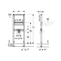 Bâti-support Duofix lavabo 112 cm robinetterie sur gorge