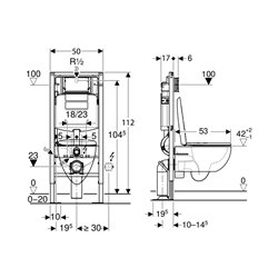 Bâti-support Duofix WC 112 cm avec réservoir à encaster, plaque de déclenchement et WC suspendu