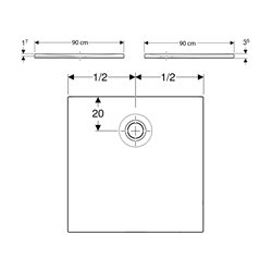 Receveur de douche carré Renova 90x90 cm