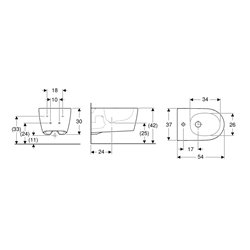 Bidet suspendu Blanc alpin mat 37x30x54 cm