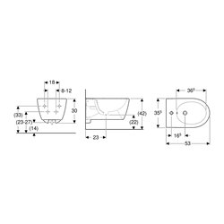 Bidet suspendu Blanc alpin mat 35,5x30x53 cm