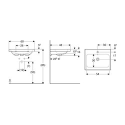 Vasque à poser iCon Light Rectangulaire 54 cm avec trop plein