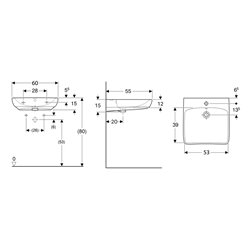 Lavabo Renova Comfort 60 cm 1 trou et 1 trop plein