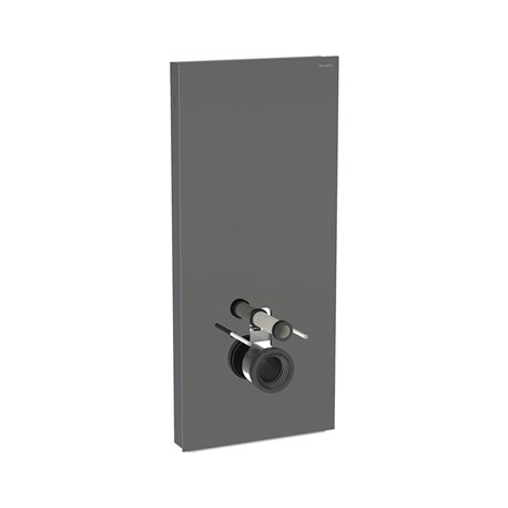 Panneau sanitaire Monolith Plus WC suspendu Verre gris velouté / aluminium chromé noir 114 cm Panneau sanitaire Monolith Plus WC suspendu Verre gris velouté / aluminium chromé noir 114 cm