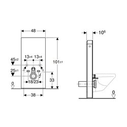 Panneau sanitaire Monolith Plus WC suspendu Verre noir / aluminium chromé noir 101 cm