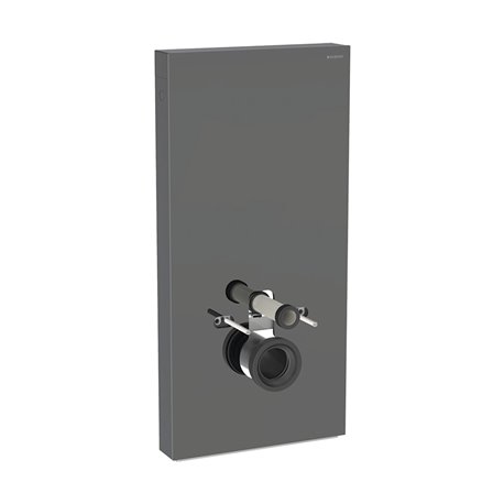 Panneau sanitaire Monolith Plus WC suspendu Verre gris velouté / aluminium chromé noir 101 cm Panneau sanitaire Monolith Plus WC suspendu Verre gris velouté / aluminium chromé noir 101 cm