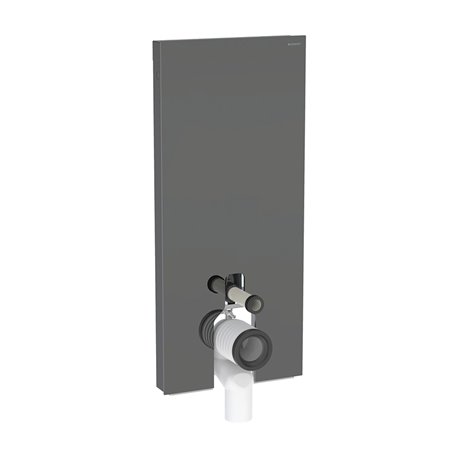 Panneau sanitaire Monolith WC sol Verre gris velouté / aluminium chromé noir 114 cm Panneau sanitaire Monolith WC sol Verre gris velouté / aluminium chromé noir 114 cm