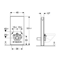 Panneau sanitaire Monolith WC suspendu Grès-céramique béton / aluminium chromé noir 101 cm