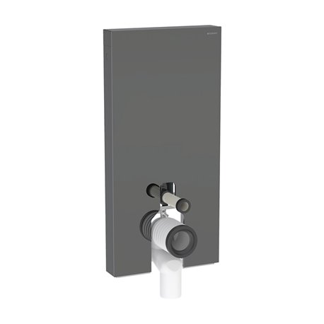 Panneau sanitaire Monolith WC sol Verre gris velouté / aluminium chromé noir 101 cm Panneau sanitaire Monolith WC sol Verre gris velouté / aluminium chromé noir 101 cm