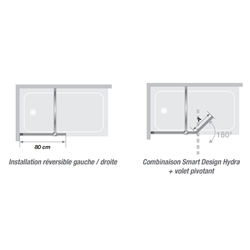Pare-baignoire Hydra Transparent 80x148 cm