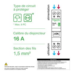 Disjoncteur RESI9 XP 1P+N Courbe C R9PFC616 16 A