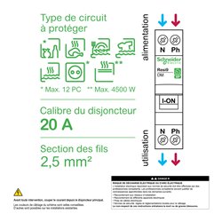 Disjoncteur RESI9 XP 1P+N Courbe C R9PFC620 20 A