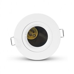 Support de spot rond avec douille automatique, blanc Ø90 mm avec ampoule GU10 Blanc chaud SUPPORT PLAFOND