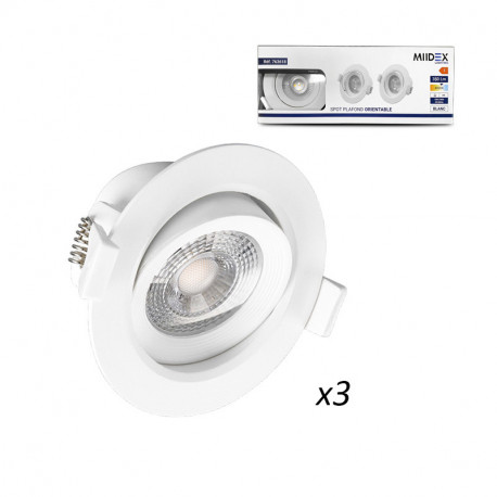 Lot de 3 spots LED orientables, 5W 350 Lm Blanc neutre  CARAT