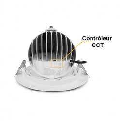 Spot LED escargot rond orientable, 38W 3725/4115/3720 Lm Blanc chaud à Blanc jour  BOUTICA CCT