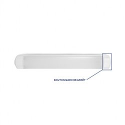 Réglette LED salle de bain avec bouton on/off et prise, blanche pour ampoule S19 COMPACTO S19