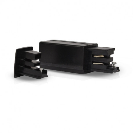 Connecteur triphasé 66x32 mm noir alimentation et fin gauche