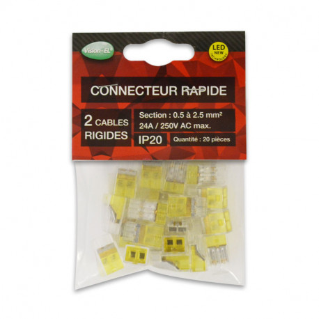 Sachet de 20 connecteurs rapides 2 câbles 0,5 à 2,5 mm² 