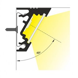 Lot de 10 profilés angle 30-60° 1 m aluminium pour bandeaux LED