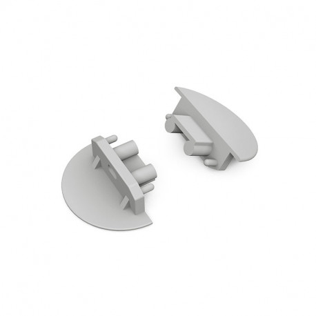 Lot de 2 terminaisons profilé rainure 14,4 mm gris pour bandeaux LED